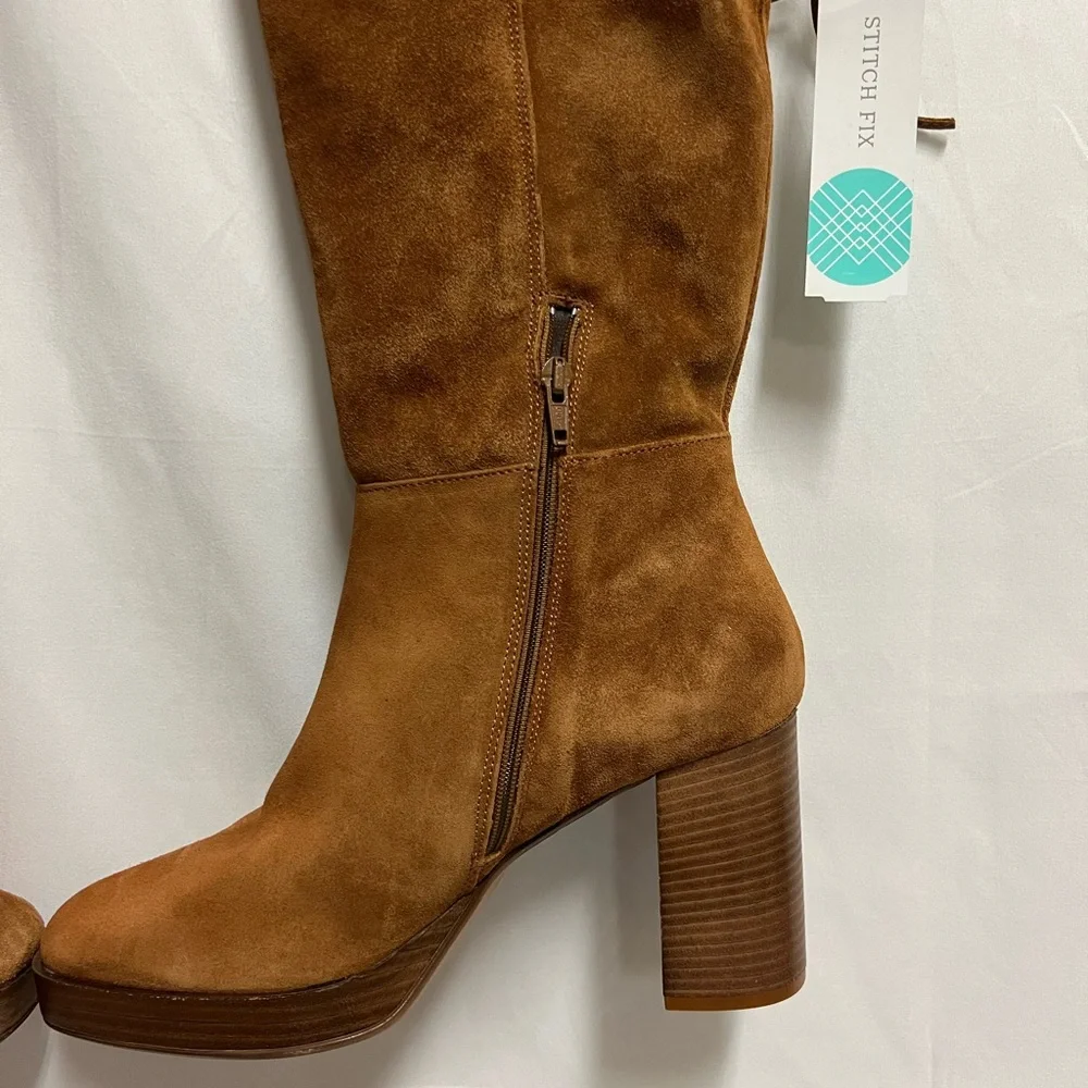 FREE PEOPLE Echo Platform Over the Knee Boot Tan Cognac Size 40 NWOB